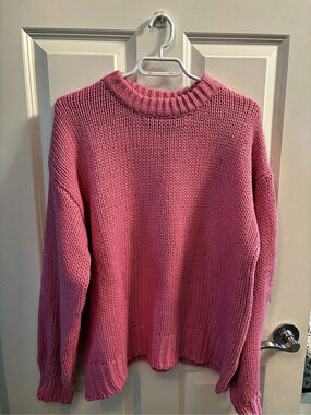 edikted Pink Knit Crewneck Sweater